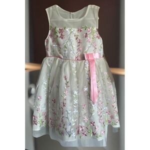 NWT Jona Michelle Girls Dress 2T Pink Green White‎ Embroidered Easter Formal